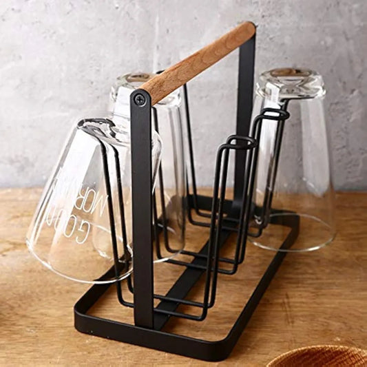 6-Cup Mug Rack – Metal & Wood Stand - WOODSONS INTERIOR
