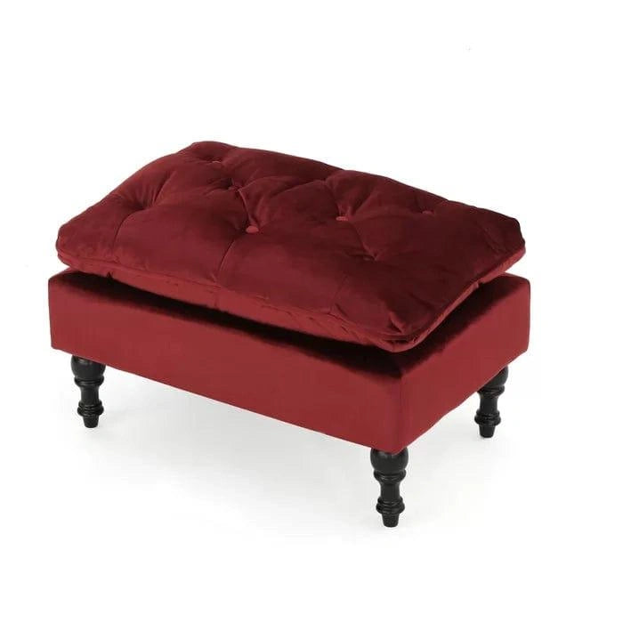 Velvet Tufted Rectangle Footstool Ottoman - WOODSONS INTERIOR