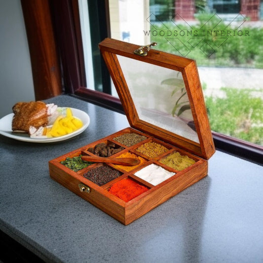 Rosewood Wooden Spice Box for Kitchen