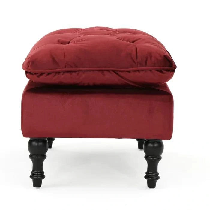 Velvet Tufted Rectangle Footstool Ottoman - WOODSONS INTERIOR