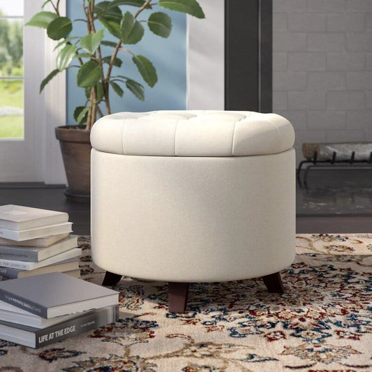 Vella Tufted Round Storage Ottoman - WOODSONS INTERIOR