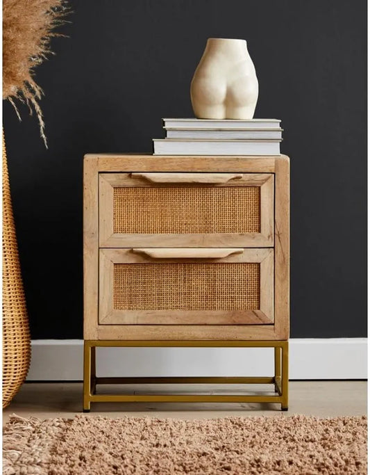 Chuck Rattan Bedside Table - WOODSONS INTERIOR