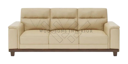 Beige Leather 3-Seater Sofa - WOODSONS INTERIOR