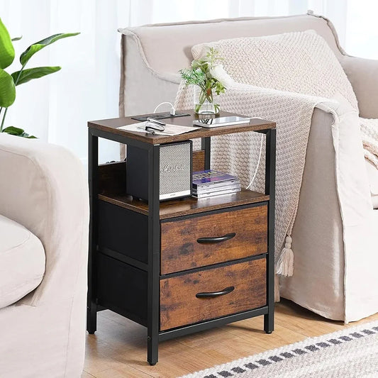 Bedside Table With Charging Socket 2 USB Ports - WOODSONS INTERIOR