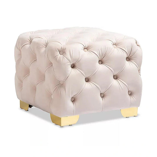Doe Buck Baby Pink Velvet Ottoman - WOODSONS INTERIOR