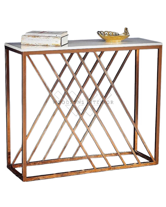 Console Table with Copper Metal Finish