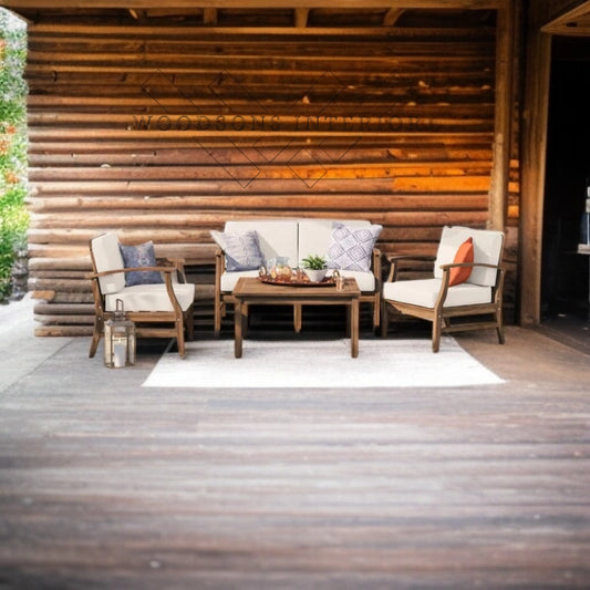 Theodore 4-Person Wood Seating Set with Cushions - WOODSONS INTERIOR
