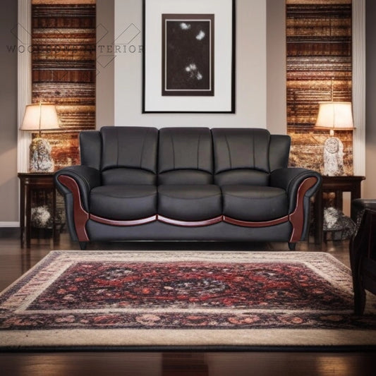 Eerie Black Leatherette 3-Seater Sofa - WOODSONS INTERIOR