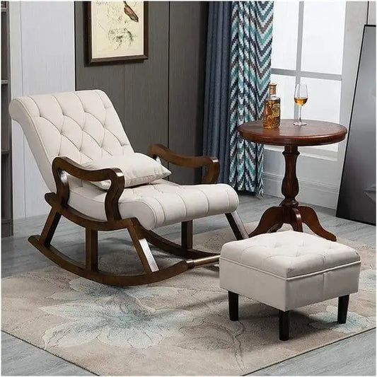 Premium Rocking Chair with footstool - WOODSONS INTERIOR