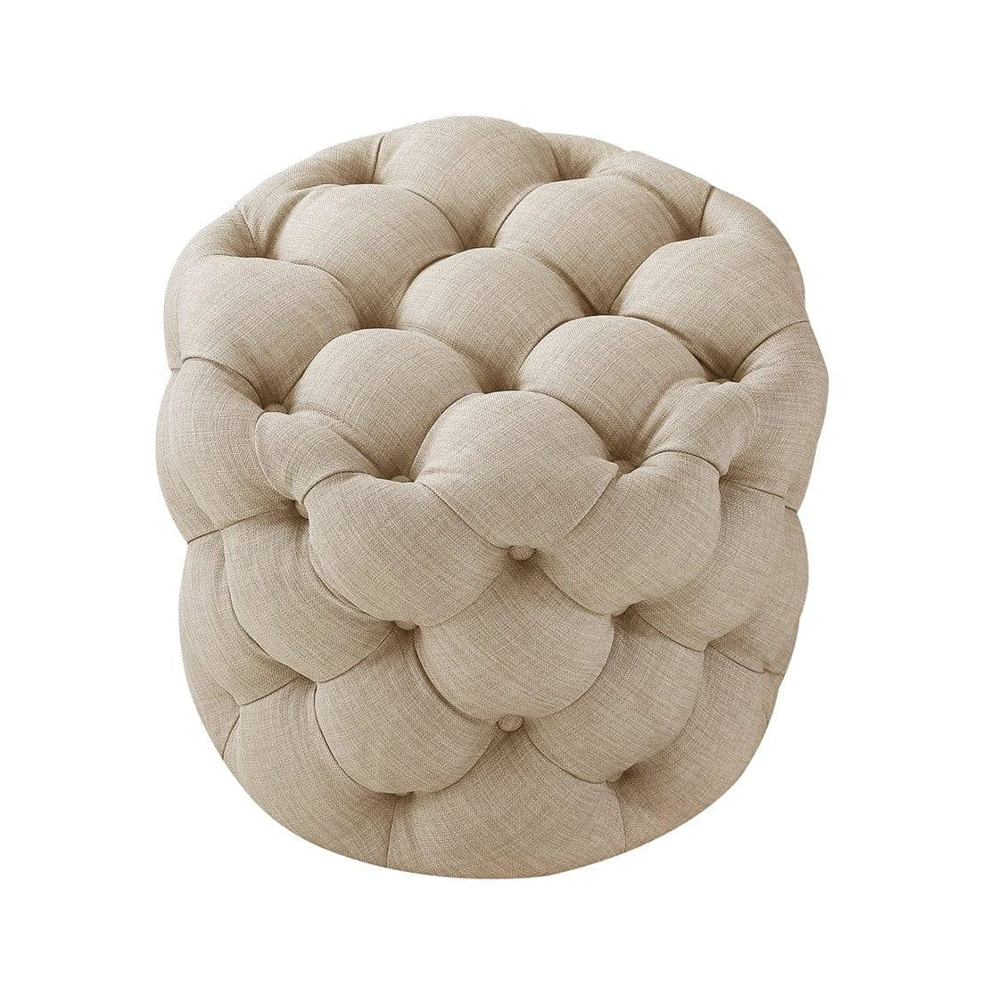 Round Velvet Tufted Solid Puffy Stool - WOODSONS INTERIOR