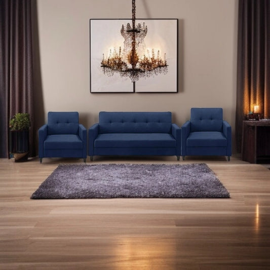 Modern Grey Sofa Set - Plush Fabric, 3+1+1 Seater