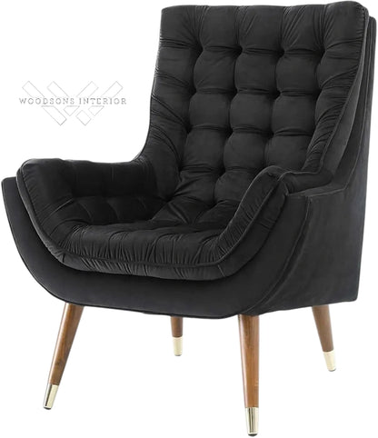Black Lounge Chair with Cushion – Sheesham Wood