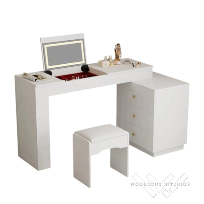 White L-Shaped Vanity Set