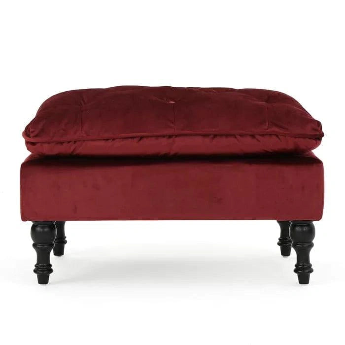 Velvet Tufted Rectangle Footstool Ottoman - WOODSONS INTERIOR