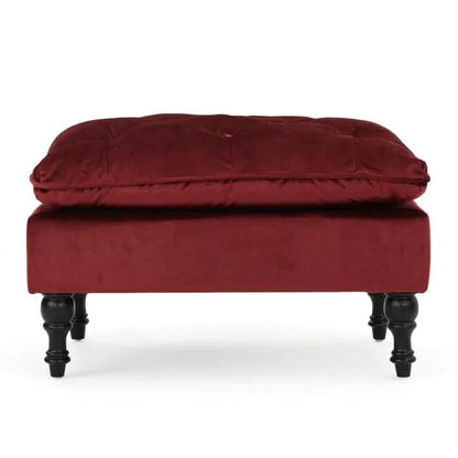 Velvet Tufted Rectangle Footstool Ottoman - WOODSONS INTERIOR