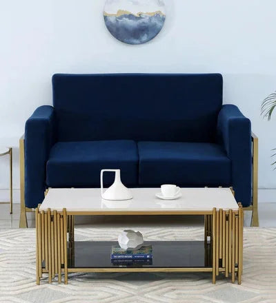 Golden Metal Coffee Table with Porcelain Top - WOODSONS INTERIOR
