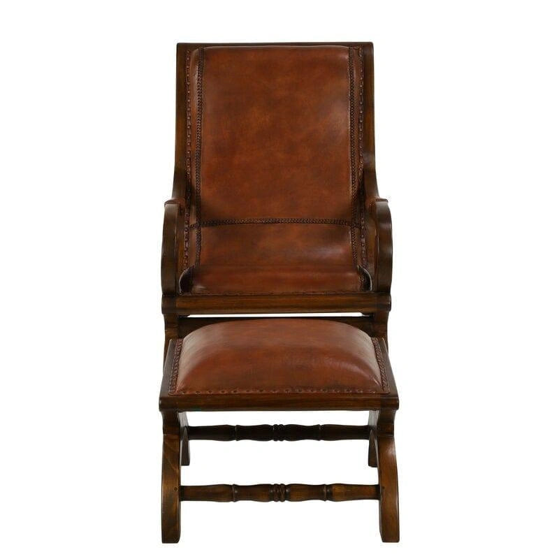 Teak Wood Armchair with Ottoman - WOODSONS INTERIOR