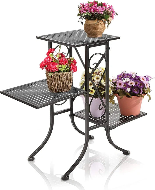 3-Tier Metal Plant Stand (Black) - WOODSONS INTERIOR