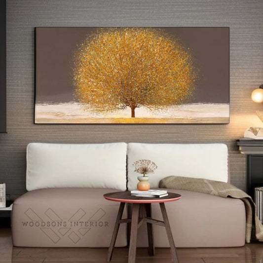 Golden Tree Wall Painting